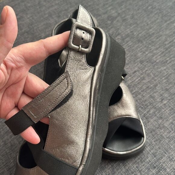 THIERRY RABOTIN WOMEN'S WILTON 1326 METALLIC PEWTER LEATHER COMBO Sz EU 40 US9,5 - Picture 13 of 16